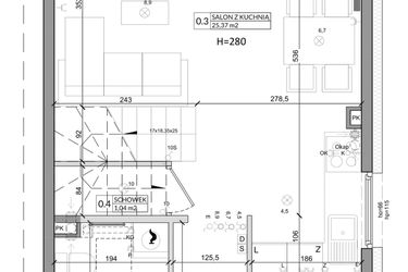 Rzut - Dom na sprzedaż 3 pokoje o powierzchni 76,58 m² - numer 32B w Zielono Mi etap V