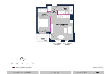 Rzut - Mieszkanie na sprzedaż 2 pokoje o powierzchni 37,08 m² - numer 93 w Moja Północna Etap III