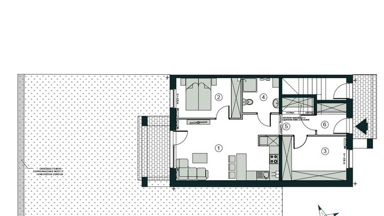Rzut - Mieszkanie na sprzedaż 3 pokoje o powierzchni 58,45 m² - numer Q1 w Aleja Wiśniowa Pogórze