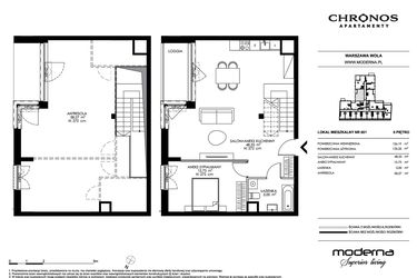 Rzut - Mieszkanie na sprzedaż 4 pokoje o powierzchni 125,33 m² - numer 601 w Chronos