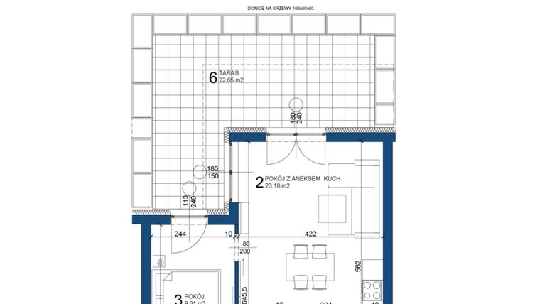 Rzut - Mieszkanie na sprzedaż 2 pokoje o powierzchni 44,31 m² - numer 84 w Bursztynowy Dom