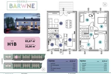 Rzut - Mieszkanie na sprzedaż 4 pokoje o powierzchni 83,67 m² - numer H01B w Osiedle Barwne I