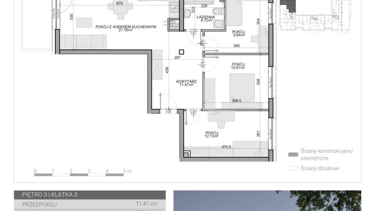 Rzut - Mieszkanie na sprzedaż 4 pokoje o powierzchni 69,43 m² - numer M-58 w Osiedle Radosne