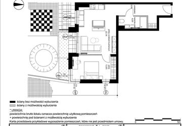 Rzut - Mieszkanie na sprzedaż 2 pokoje o powierzchni 49,08 m² - numer B.02 w Cygańska Góra 5