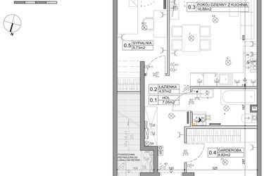 Rzut - Mieszkanie na sprzedaż 3 pokoje o powierzchni 48,03 m² - numer 99 w Manufaktura Marki 2 etap IV
