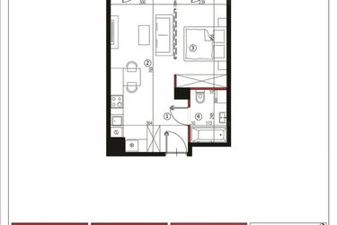 Rzut - Mieszkanie na sprzedaż 1 pokój o powierzchni 39,56 m² - numer 31 w Andersa 3