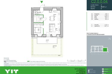 Rzut - Mieszkanie na sprzedaż 2 pokoje o powierzchni 48,53 m² - numer C2.0.0.04 w Aroma Park Lofty