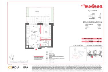 Rzut - Mieszkanie na sprzedaż 2 pokoje o powierzchni 40,31 m² - numer A.060 w Modena II