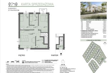 Rzut - Mieszkanie na sprzedaż 4 pokoje o powierzchni 75,39 m² - numer E3.2 w Ogrody Żyrardów etap E