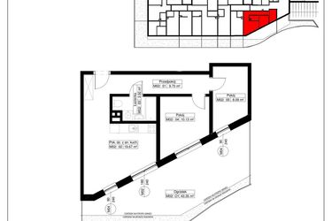 Rzut - Mieszkanie na sprzedaż 3 pokoje o powierzchni 51,51 m² - numer 2 w Światowida 61B