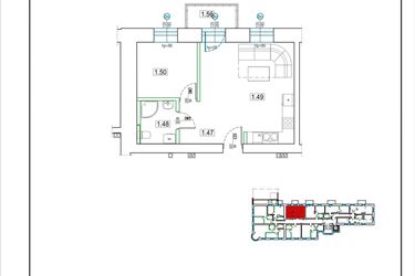 Rzut - Mieszkanie na sprzedaż 2 pokoje o powierzchni 39,3 m² - numer 5 w Kamienica 62