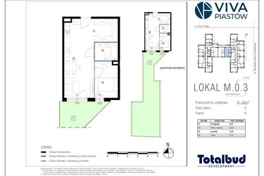 Rzut - Mieszkanie na sprzedaż 2 pokoje o powierzchni 41,09 m² - numer M.0.3 w Viva Piastów