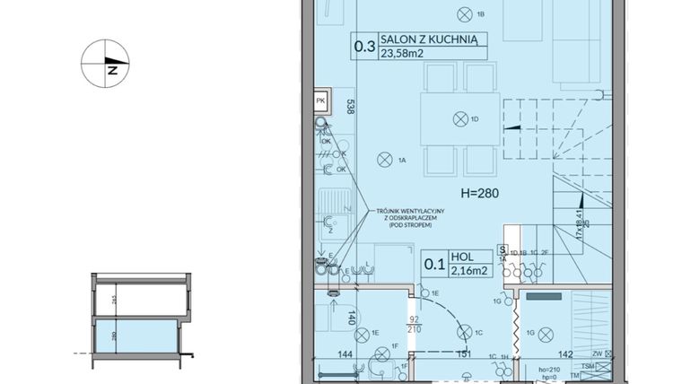 Rzut - Dom na sprzedaż 3 pokoje o powierzchni 61,95 m² - numer 23 w Boska Ksawerowska 2 etap 2