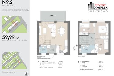 Rzut - Mieszkanie na sprzedaż 4 pokoje o powierzchni 59,99 m² - numer N9.2 w Osiedle Gwiazdowo etap 9