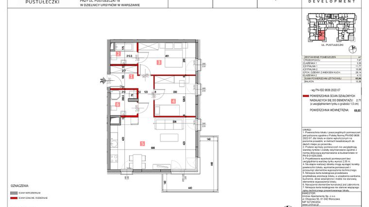 Rzut - Mieszkanie na sprzedaż 3 pokoje o powierzchni 65,94 m² - numer M34 w Apartamenty Pustułeczki