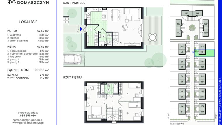 Rzut - Dom na sprzedaż 4 pokoje o powierzchni 103,03 m² - numer 18F w Park Domaszczyn 2 - etap 3