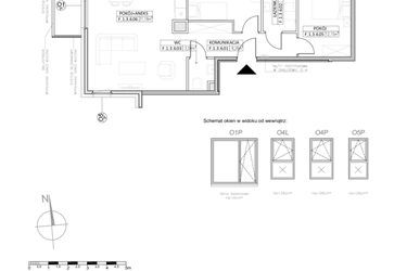 Rzut - Mieszkanie na sprzedaż 3 pokoje o powierzchni 69,31 m² - numer F.1.3.6 w Osiedle Koncept III