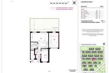 Rzut - Mieszkanie na sprzedaż 2 pokoje o powierzchni 62,4 m² - numer A22-1 w Aleja Kwitnącej Wiśni
