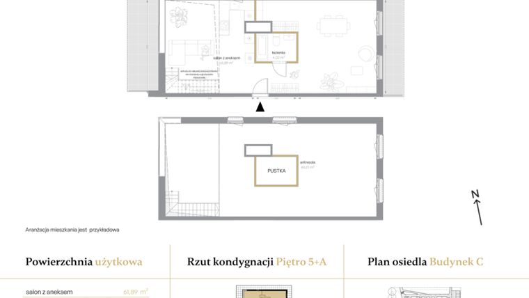 Rzut - Mieszkanie na sprzedaż 1 pokój o powierzchni 111,92 m² - numer C/60 w Królowej Jadwigi