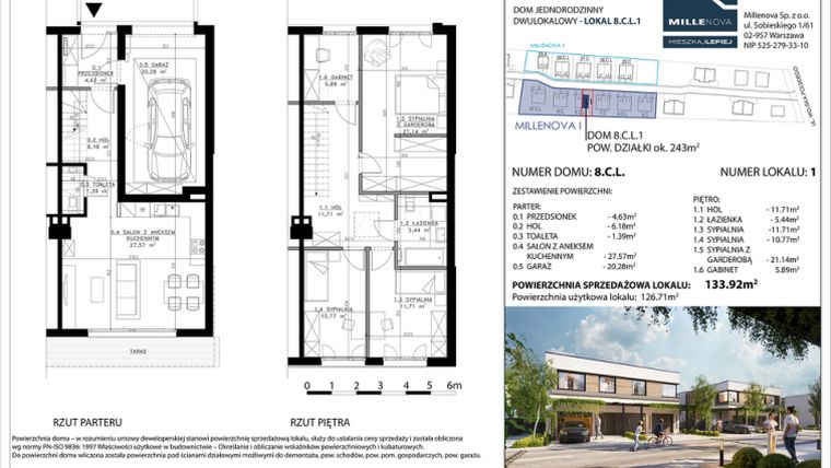 Rzut - Dom na sprzedaż 5 pokoi o powierzchni 137 m² - numer 8 w Millenova