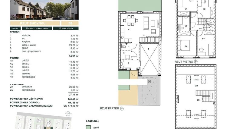 Rzut - Dom na sprzedaż 5 pokoi o powierzchni 140,48 m² - numer B9 w Cisova Park etap II