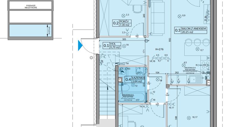 Rzut - Mieszkanie na sprzedaż 4 pokoje o powierzchni 59,85 m² - numer 43A w Domy na Witosa