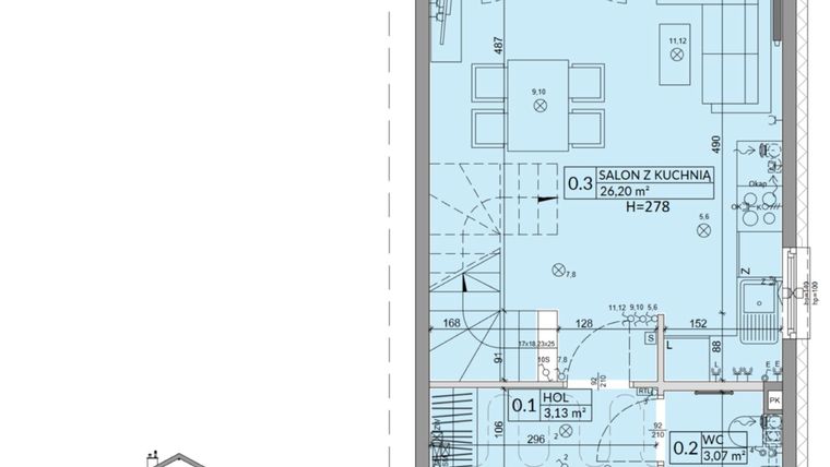 Rzut - Dom na sprzedaż 3 pokoje o powierzchni 68,42 m² - numer 35B w Osiedle Słoneczne etap IV