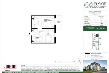 Rzut - Mieszkanie na sprzedaż 2 pokoje o powierzchni 41,18 m² - numer C.B41 w Sielskie Podolany II