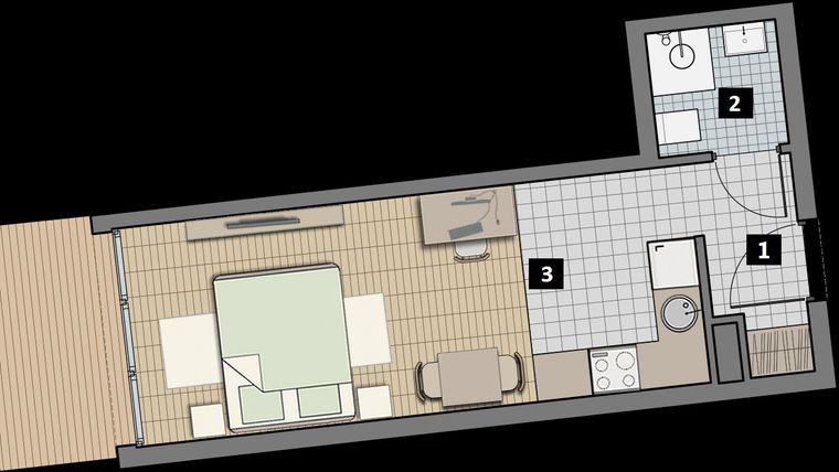 Rzut - Mieszkanie na sprzedaż 1 pokój o powierzchni 25,5 m² - numer 3.6C w City Łobzów