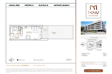 Rzut - Mieszkanie na sprzedaż 1 pokój o powierzchni 28,69 m² - numer B08 w Novy Mateczny