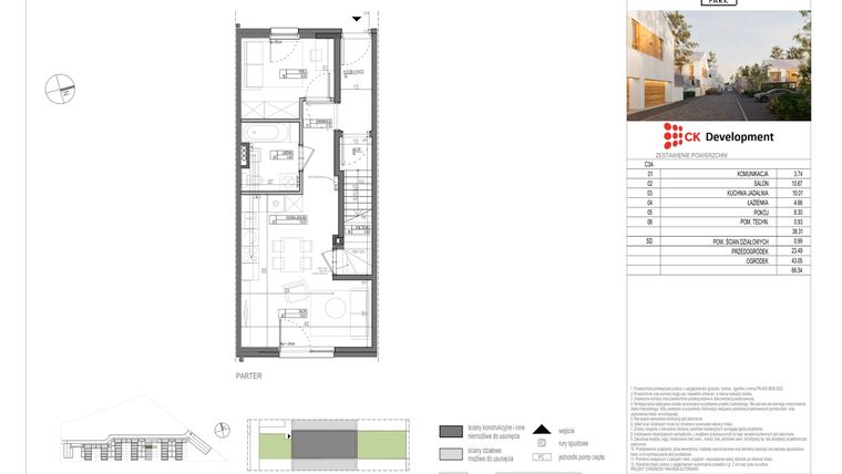 Rzut - Mieszkanie na sprzedaż 2 pokoje o powierzchni 38,31 m² - numer C.3A w Nova Wola Park