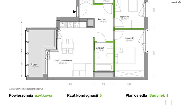 Rzut - Mieszkanie na sprzedaż 3 pokoje o powierzchni 59,92 m² - numer SV/53 w Sikorskiego Vita