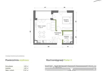 Rzut - Mieszkanie na sprzedaż 2 pokoje o powierzchni 38,46 m² - numer E1/C/04 w Orawska Vita