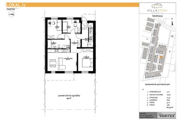Rzut - Mieszkanie na sprzedaż 4 pokoje o powierzchni 62,73 m² - numer J7 w Villa Stoki (mieszkania)