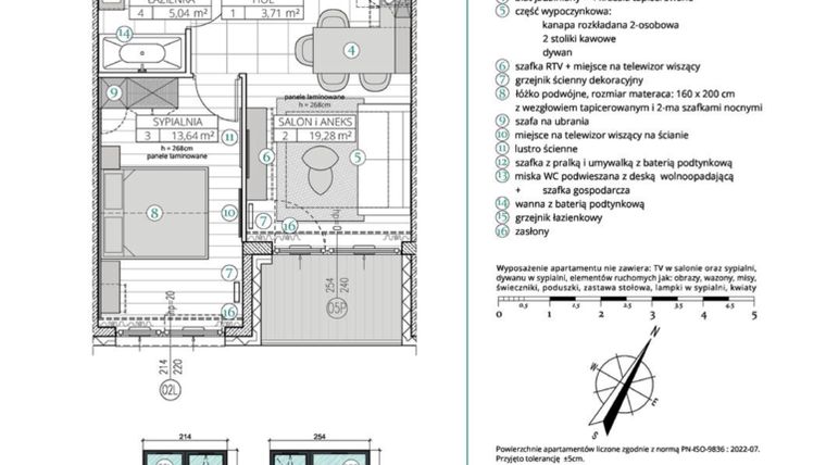 Rzut - Mieszkanie na sprzedaż 2 pokoje o powierzchni 41,67 m² - numer A.2.10 w Remedium
