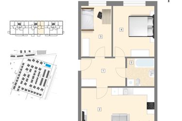 Rzut - Mieszkanie na sprzedaż 3 pokoje o powierzchni 65,97 m² - numer B5 w Błękitne Aleje Etap XV