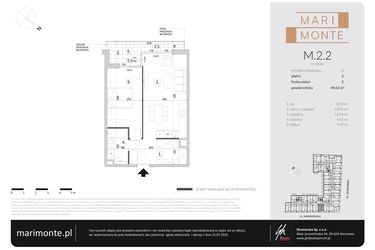 Rzut - Mieszkanie na sprzedaż 2 pokoje o powierzchni 49,62 m² - numer M.2.2 w Marimonte