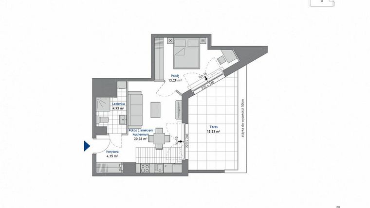 Rzut - Mieszkanie na sprzedaż 2 pokoje o powierzchni 42,75 m² - numer 9.5 w SEAHall