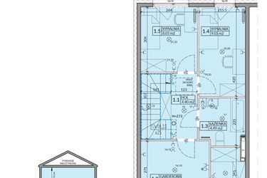 Rzut - Mieszkanie na sprzedaż 4 pokoje o powierzchni 82,75 m² - numer 69A w Domy na Witosa etap 2A i 2B