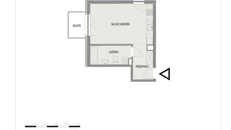 Rzut - Mieszkanie na sprzedaż 1 pokój o powierzchni 32,91 m² - numer B22 w Komuny Paryskiej 19a