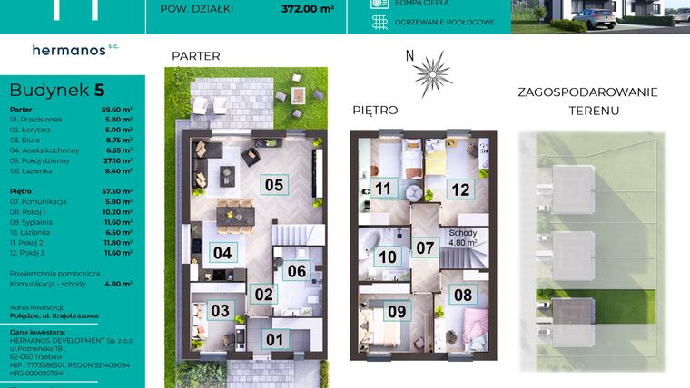 Rzut - Dom na sprzedaż 6 pokoi o powierzchni 121,9 m² - numer 5 w Palędzie