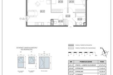 Rzut - Mieszkanie na sprzedaż 3 pokoje o powierzchni 65,02 m² - numer 5.A.20 w Nowe Południe bud. 5