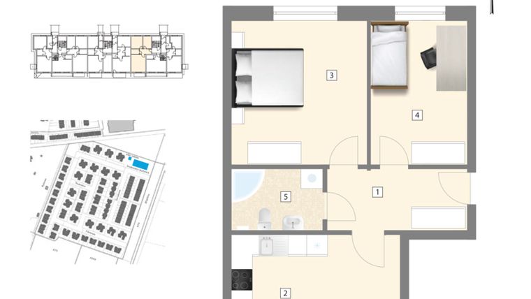 Rzut - Mieszkanie na sprzedaż 3 pokoje o powierzchni 63,69 m² - numer A3 w Błękitne Aleje Etap XV