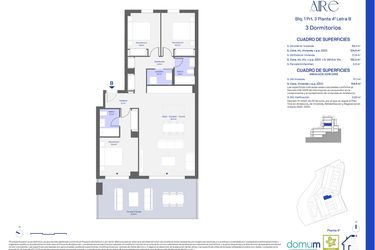 Rzut - Mieszkanie na sprzedaż 3 pokoje o powierzchni 125 m² - numer 134B w Aire