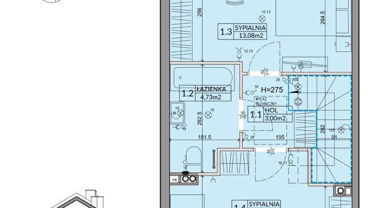 Rzut - Dom na sprzedaż 3 pokoje o powierzchni 72,53 m² - numer 61A w Nova Magdalenka 7 etap IV-VI
