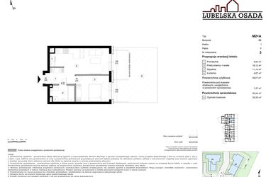 Rzut - Mieszkanie na sprzedaż 2 pokoje o powierzchni 40,44 m² - numer B6.3 w Lubelska Osada budynek B6