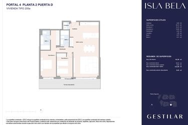 Rzut - Mieszkanie na sprzedaż 2 pokoje o powierzchni 92,52 m² - numer 42D w Isla Bela