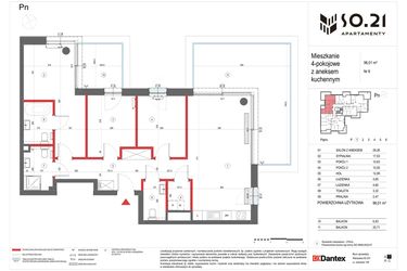 Rzut - Mieszkanie na sprzedaż 4 pokoje o powierzchni 96,01 m² - numer 8 w SO.21