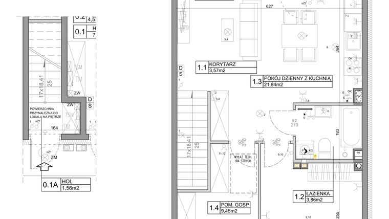 Rzut - Mieszkanie na sprzedaż 3 pokoje o powierzchni 58,82 m² - numer 60 w Manufaktura Marki 2 etap III