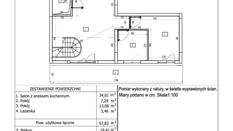 Rzut - Mieszkanie na sprzedaż 3 pokoje o powierzchni 57,82 m² - numer 122 w Aquamarina Dąbki